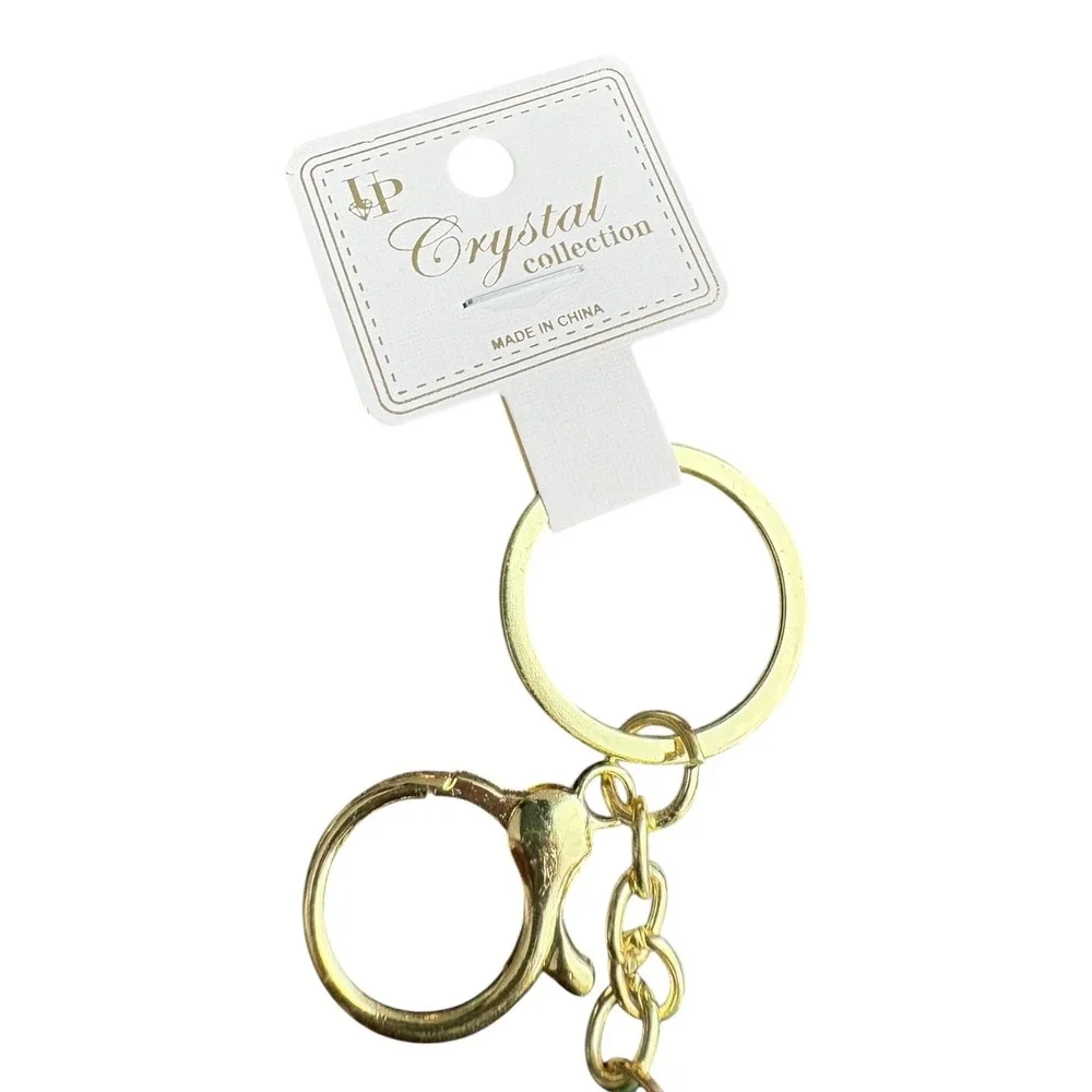 LP Crystal Collection Key Chain Women's Green Gold Tone Clog Shoe Charm 5